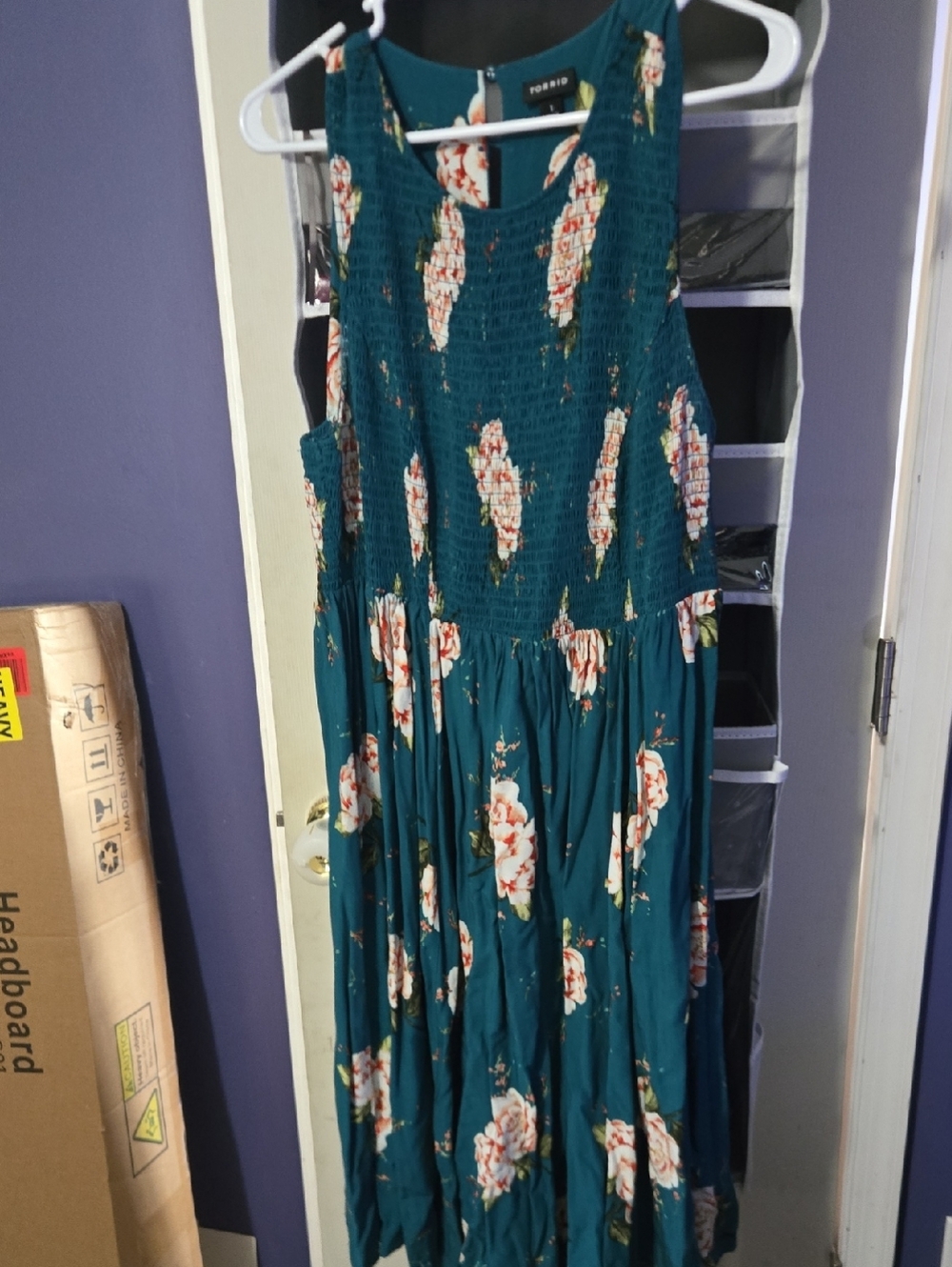 torrid Teal Floral Smocked Bodice Maxi Dress